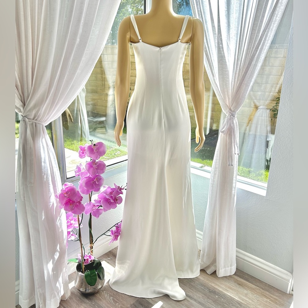 Nadine Merabi Jessica White Maxi Dress Size S Small Side Slit Sleeveless Gown - Picture 8 of 12